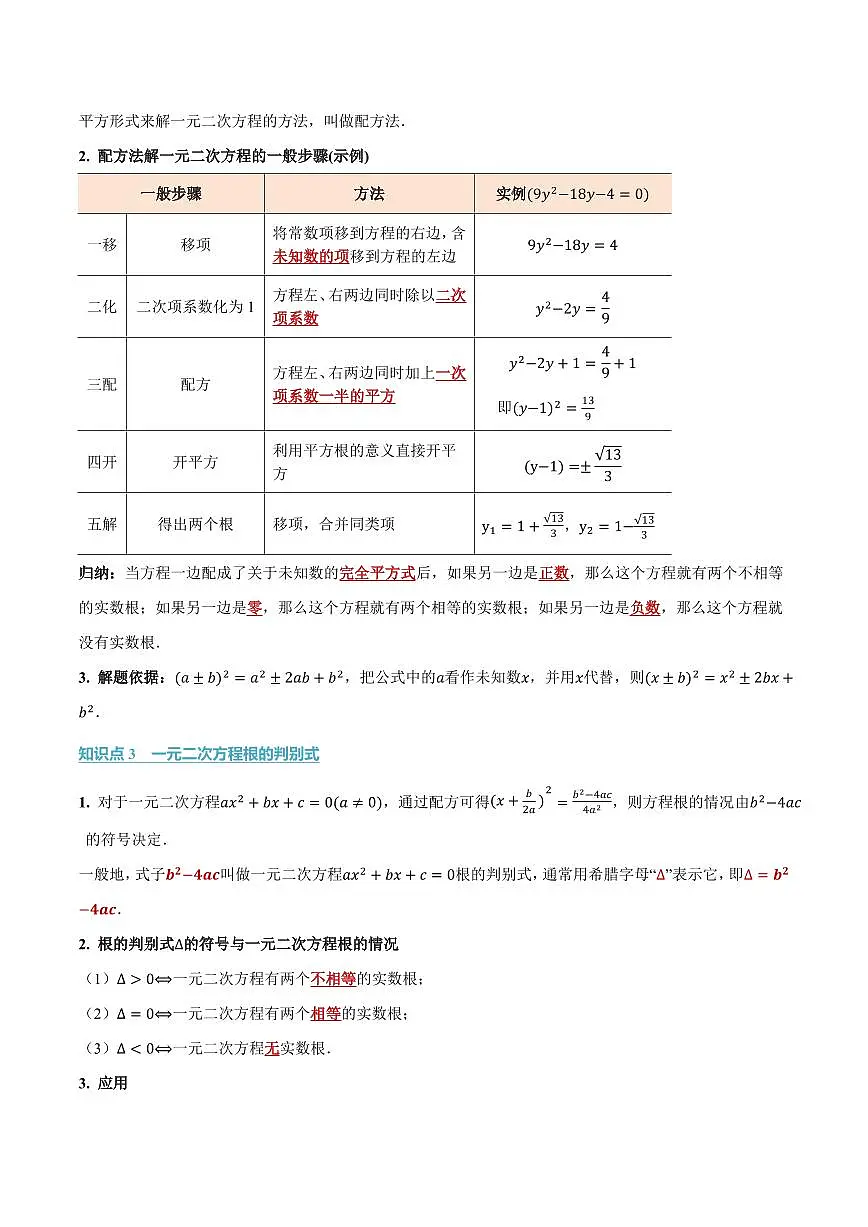 专题21.2 一元二次方程的解法(讲义)(解析版)第2页
