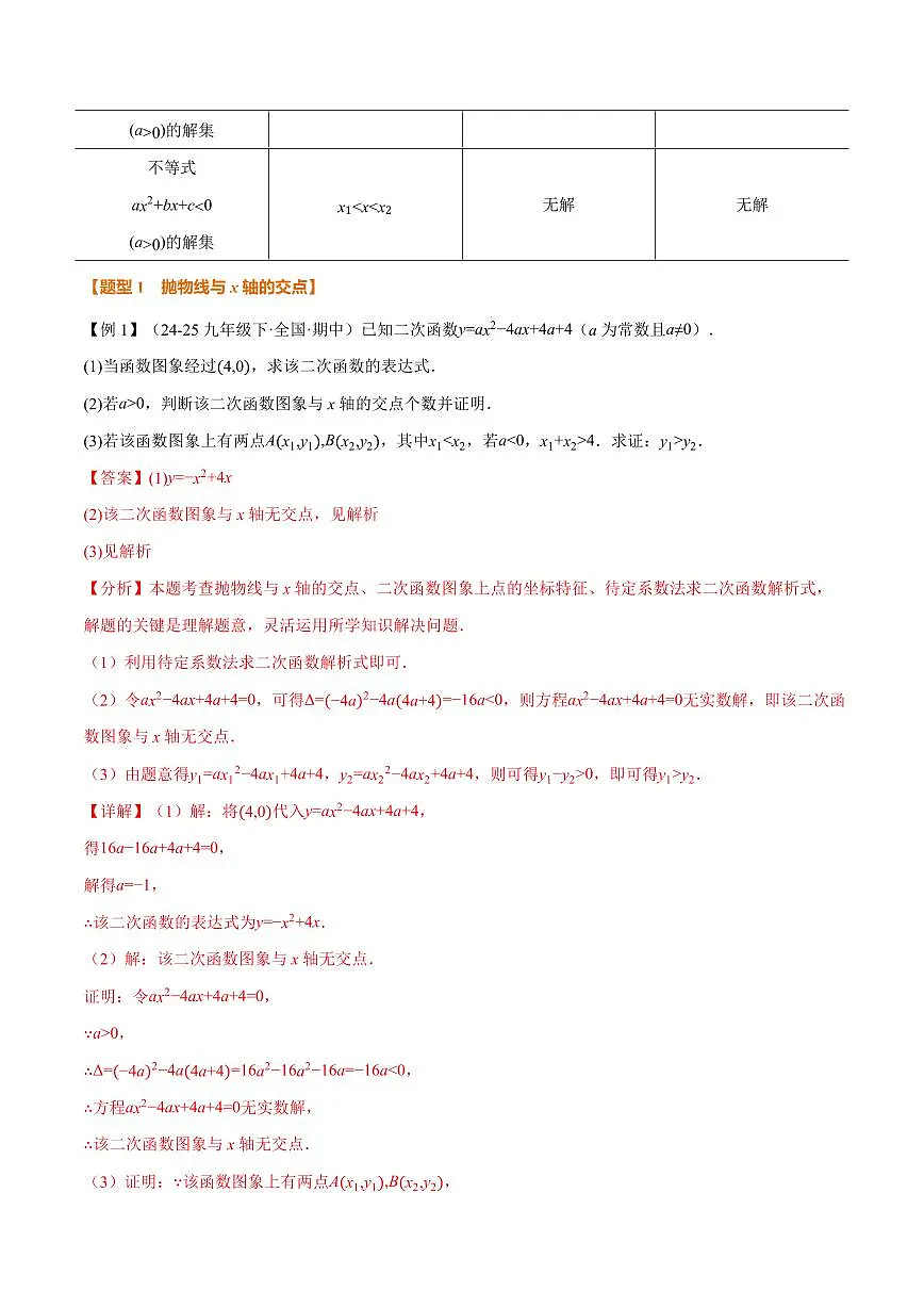 专题22.4 二次函数与一元二次方程(讲义)(解析版)第3页