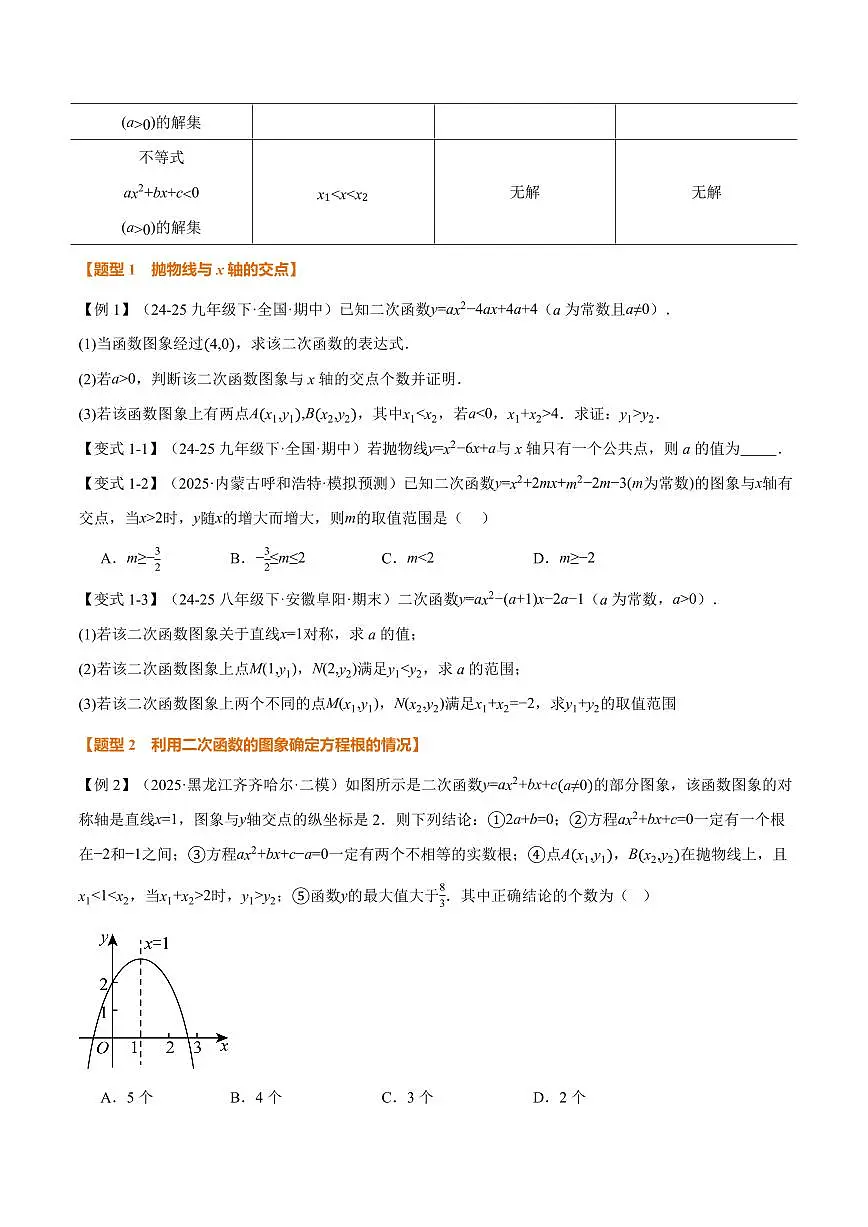 专题22.4 二次函数与一元二次方程(讲义)(原卷版)第3页