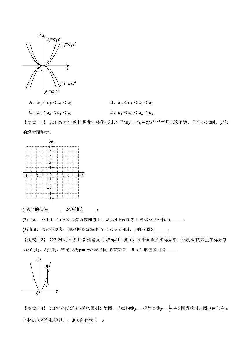 专题21.2 二次函数的图象和性质(一)(讲义)(原卷版)第3页