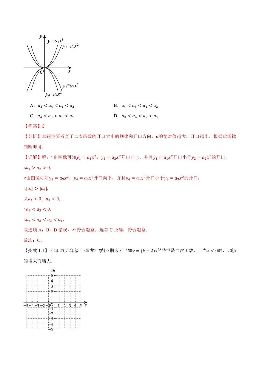 专题26.2 二次函数的图象和性质(一)(讲义)(解析版)第3页