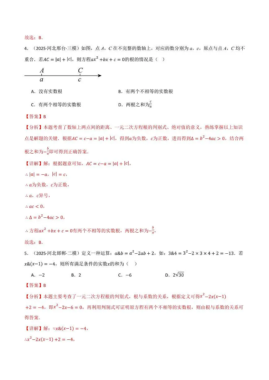 专题02 根与系数的关系关联根的判别式(40题)(专项训练)(解析版)第3页