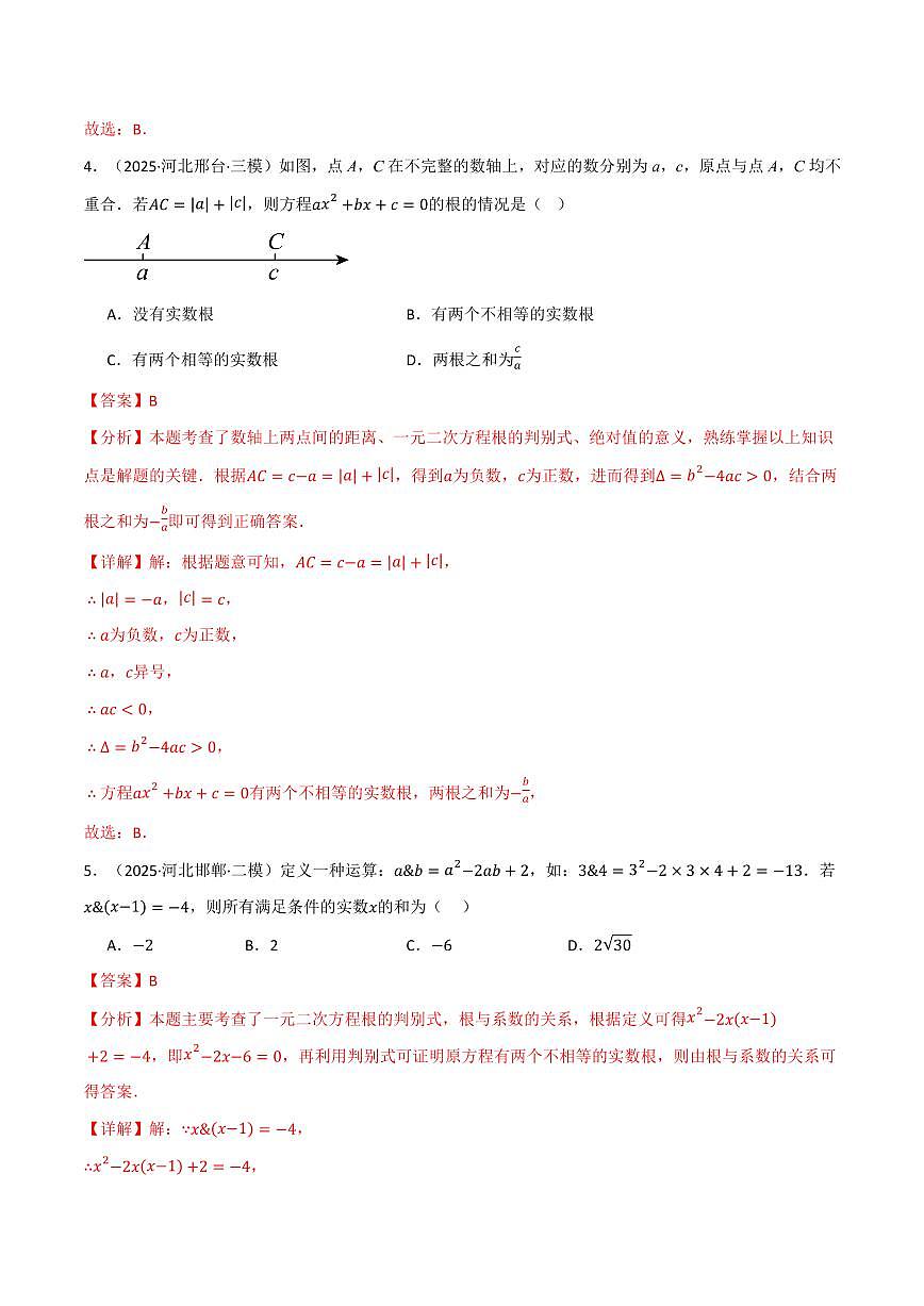 专题02 根与系数的关系关联根的判别式(40题)(专项训练)(解析版)第3页