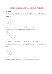 数学苏科版(2024)全等三角形单元测试随堂练习题