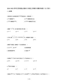 2024~2025学年江苏省连云港市八年级上学期月考数学试卷（12月份）（含答案）
