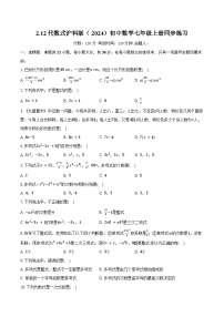 初中沪科版（2024）代数式精品巩固练习