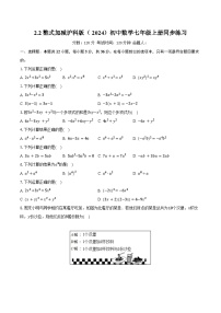 沪科版（2024）七年级上册（2024）整式加减优秀同步练习题