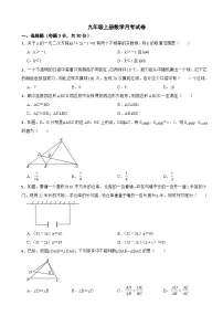 广东省深圳市2025年九年级上册数学月考试卷附答案