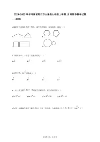 2024_2025学年河南省周口市太康县九年级上册11月（期中）数学试题【附答案】