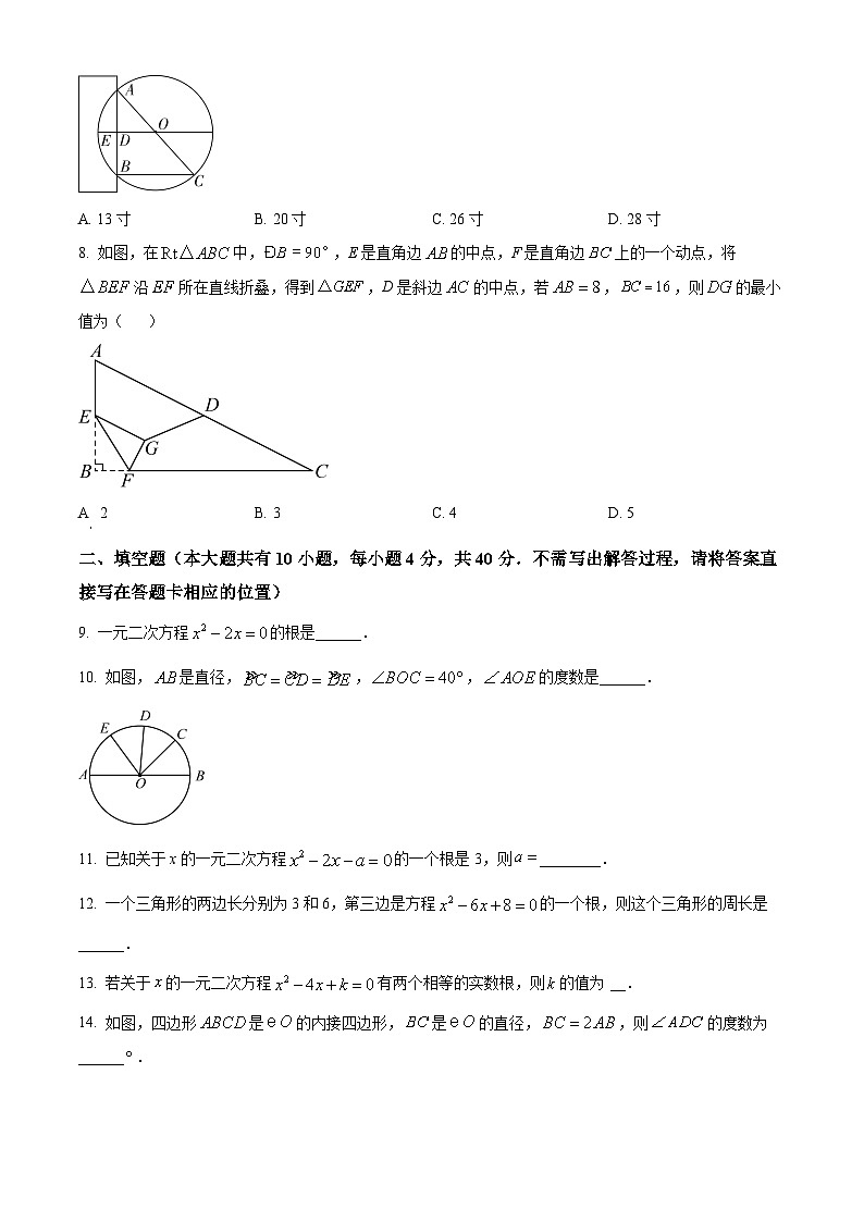 徐州市树人初级中学2024-2025学年九年级上学期10月月考数学试题(原卷版)第2页