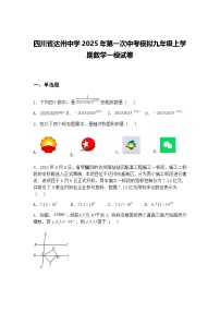 四川省达州中学2025年第一次中考模拟九年级上学期数学一模试卷（含答案解析）