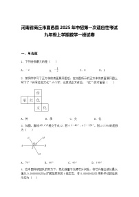 河南省商丘市夏邑县2025年中招第一次适应性考试九年级上学期数学一模试卷（含答案解析）