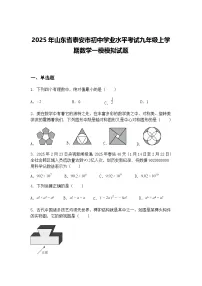 2025年山东省泰安市初中学业水平考试九年级上学期数学一模模拟试题（含答案解析）