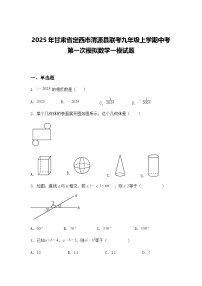 2025年甘肃省定西市渭源县联考九年级上学期中考第一次模拟数学一模试题（含答案解析）