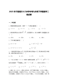 2025年宁夏银川十八中学中考九年级下学期数学二模试卷（含答案解析）