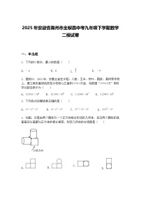 2025年安徽省滁州市全椒县中考九年级下学期数学二模试卷（含答案解析）