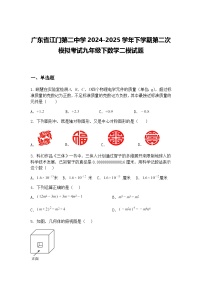 广东省江门第二中学2024-2025学年下学期第二次模拟考试九年级下数学二模试题（含答案解析）