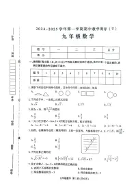 河南省周口市太康县2024-2025学年九年级上学期11月期中数学试题