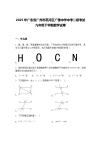 2025年广东省广州市荔湾区广雅中学中考二模考试九年级下学期数学试卷（含答案解析）