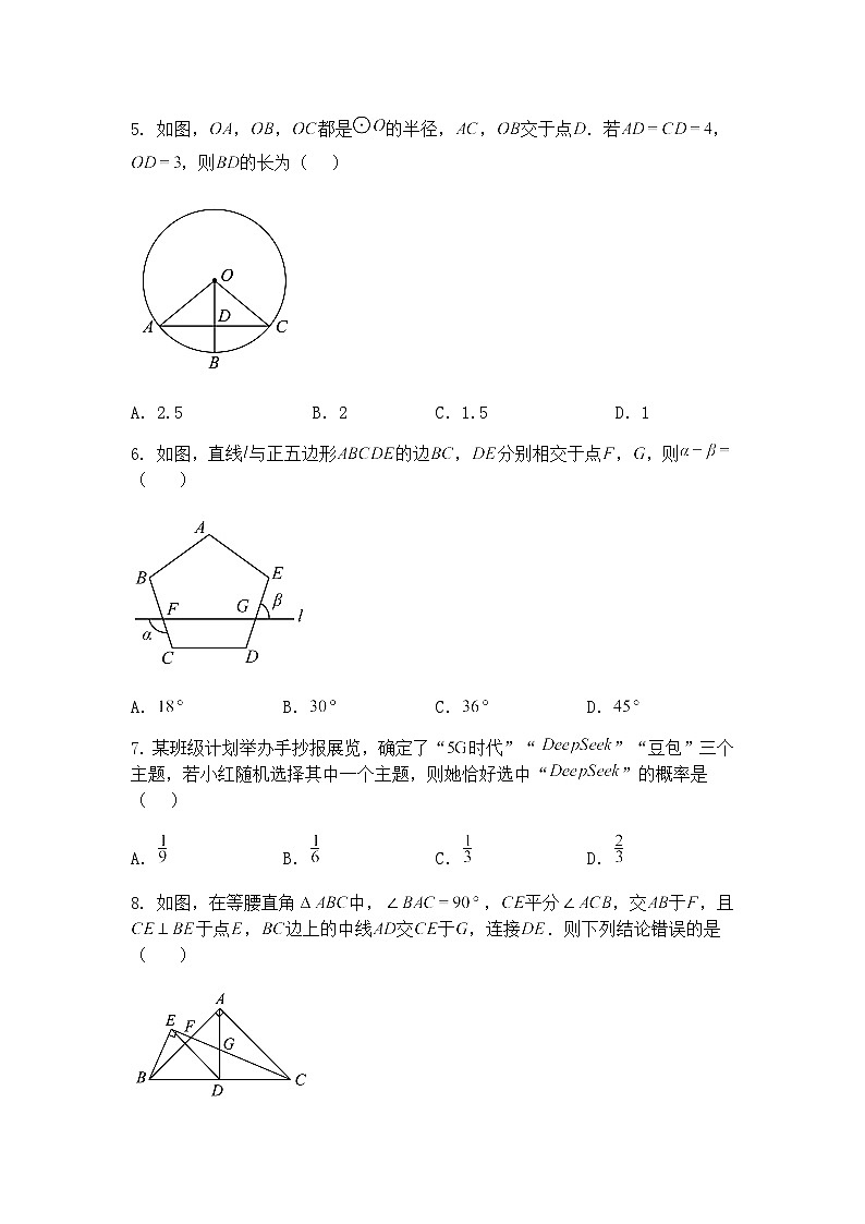 2025年安徽省安庆市岳西县岳西部分片区学校联考中考二模九年级下学期数学试题(含答案解析)第2页