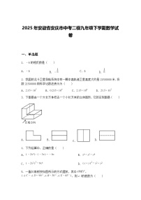 2025年安徽省安庆市中考二模九年级下学期数学试卷（含答案解析）