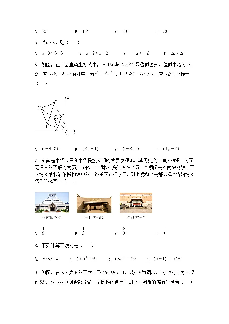 2025年河南省周口市鹿邑县中考二模九年级下学期数学试题(含答案解析)第2页