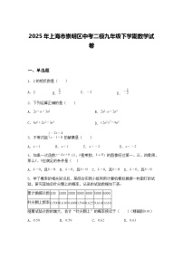 2025年上海市崇明区中考二模九年级下学期数学试卷（含答案解析）
