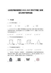 山东省济南市莱芜区2024-2025学年下学期二模考试九年级下数学试题（含答案解析）