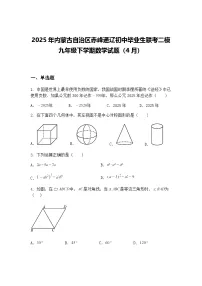 2025年内蒙古自治区赤峰通辽初中毕业生联考二模九年级下学期数学试题（4月）（含答案解析）