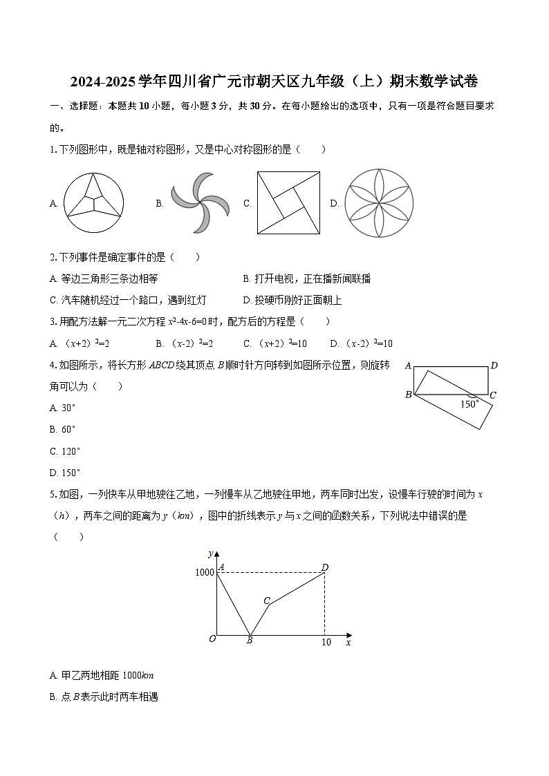 2024-2025学年四川省广元市朝天区九年级(上)期末数学试卷-自定义类型第1页