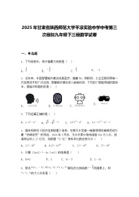 2025年甘肃省陕西师范大学平凉实验中学中考第三次模拟九年级下三模数学试卷（含答案解析）