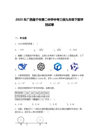 2025年广西南宁市第二中学中考三模九年级下数学测试卷（含答案解析）