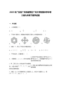 2025年广东省广州市越秀区广州大学附属中学中考三模九年级下数学试题（含答案解析）