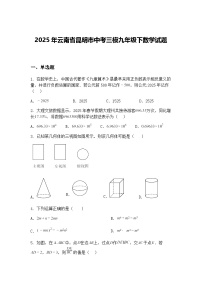 2025年云南省昆明市中考三模九年级下数学试题（含答案解析）