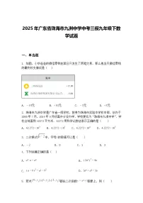 2025年广东省珠海市九洲中学中考三模九年级下数学试题（含答案解析）