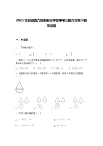 2025年安徽省六安市部分学校中考三模九年级下数学试题（含答案解析）