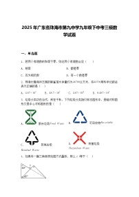 2025年广东省珠海市第九中学九年级下中考三模数学试题（含答案解析）