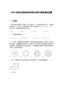2025年浙江省杭州市中考九年级下数学模拟试卷(含答案解析)