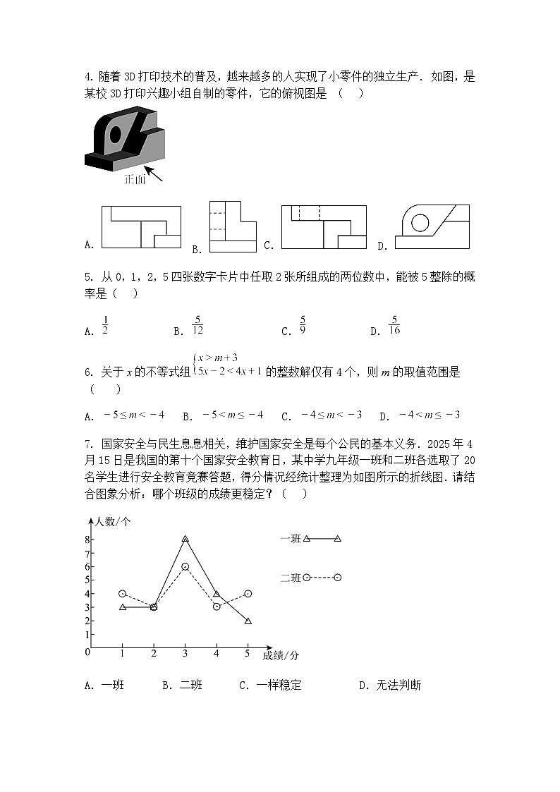 2025年山东省青岛市莱西区日庄镇中心中学九年级下科创班中考数学模拟试题(三)(含答案解析)第2页