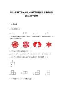 2025年浙江省杭州市九年级下学期学业水平模拟测试(三)数学试卷(含答案解析)
