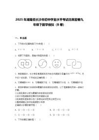 2025年湖南省长沙市初中学业水平考试仿真密卷九年级下数学模拟（B卷）（含答案解析）