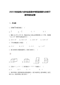 2025年安徽省六安市金寨县中考质量调研九年级下数学模拟试卷(含答案解析)