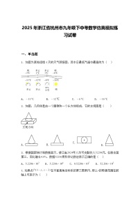 2025年浙江省杭州市九年级下中考数学仿真模拟练习试卷（含答案解析）