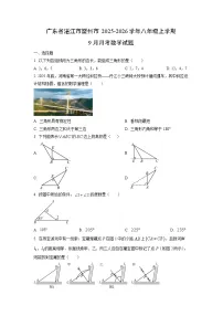 广东省湛江市雷州市2025-2026学年八年级上学期9月月考数学试卷（学生版）