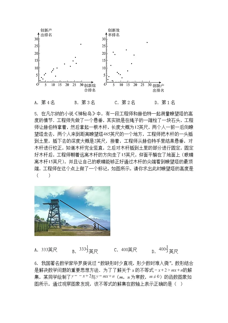 2025年山东省潍坊市初中学业水平模拟考试(一)九年级下数学试题(含答案解析)第2页