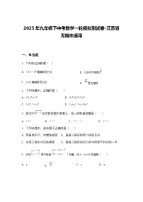 2025年九年级下中考数学一轮模拟测试卷-江苏省无锡市适用（含答案解析）
