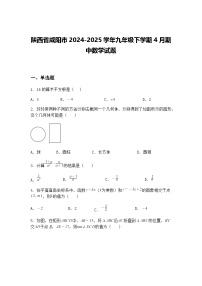 陕西省咸阳市2024-2025学年九年级下学期4月期中数学试题（含答案解析）
