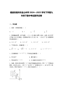 福建省福州市金山中学2024—2025学年下学期九年级下期中考试数学试卷（含答案解析）