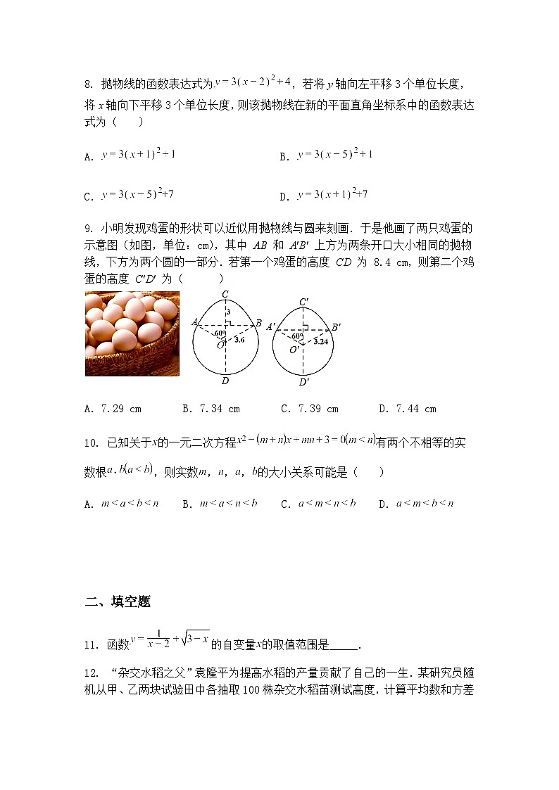河南省周口市扶沟县2024-2025学年九年级下学期月考数学试卷(含答案解析)第3页