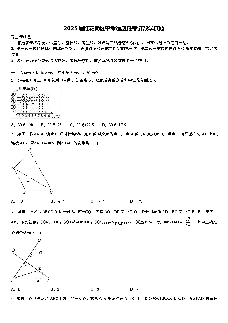 2025届红花岗区中考适应性考试数学试题含解析第1页